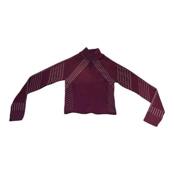 Fabletics Deco SculptKnit Size M Compression Ribbed Back Long Sleeve Top‎ Purple - Picture 1 of 5
